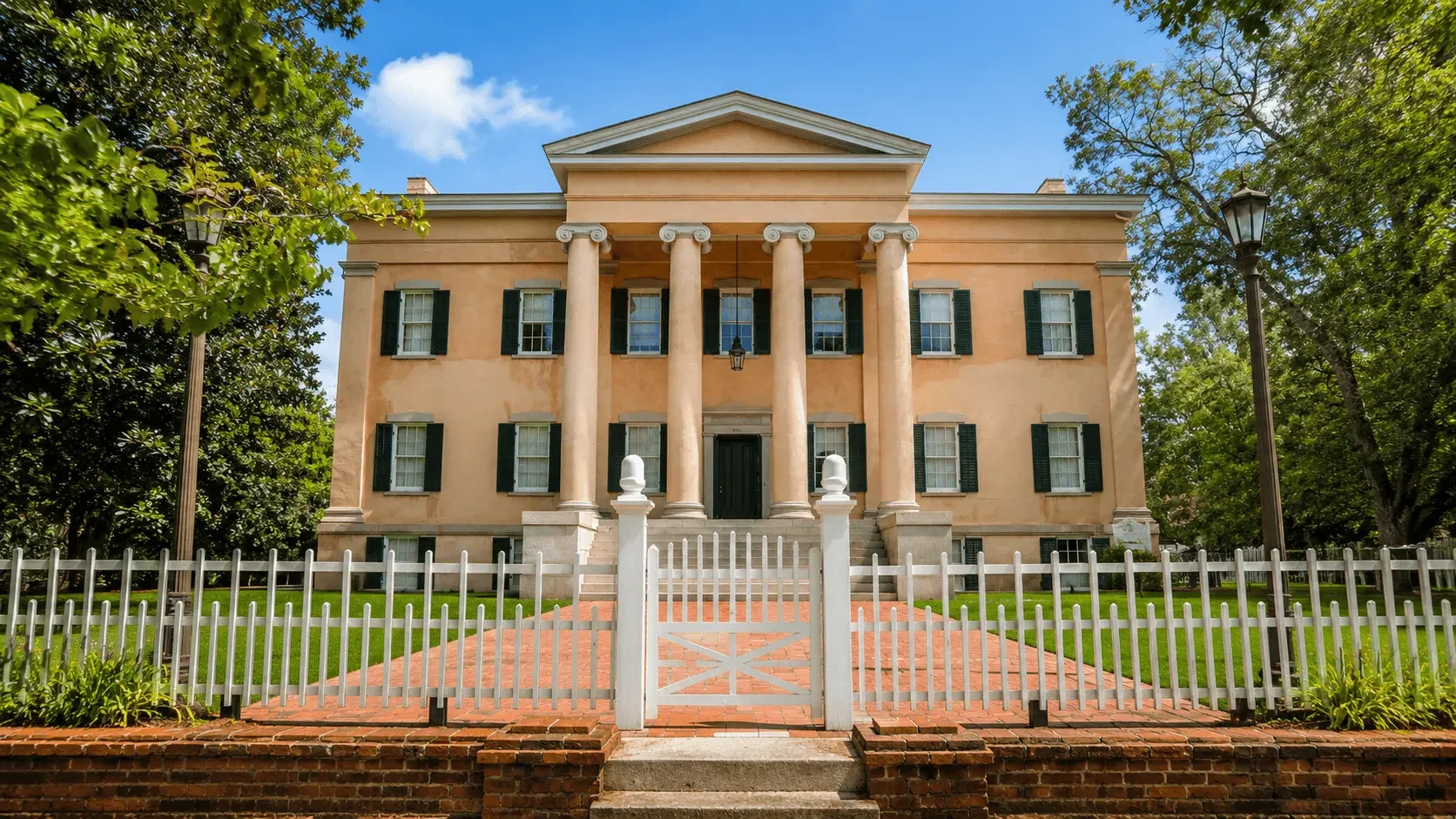 Featured view of Georgia's Old Governor's Mansion in Milledgeville, Georgia